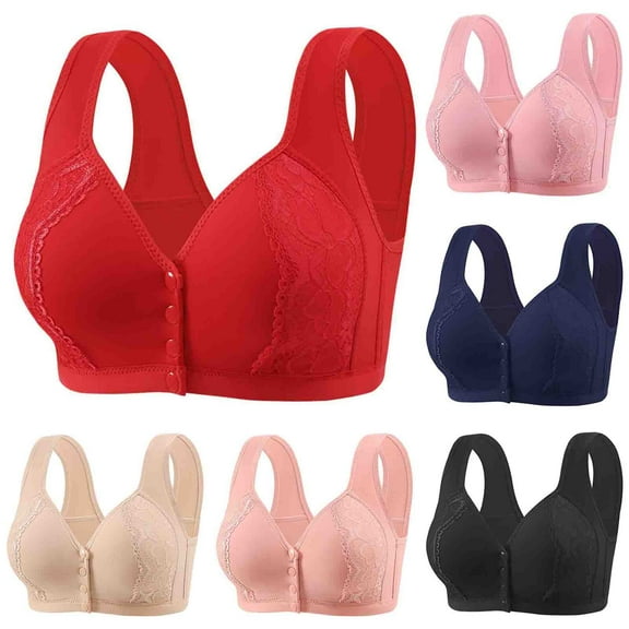 Swuxness Women's Wireless Bras Plus Size Front Hook Casual Layout Basic Inner Wear