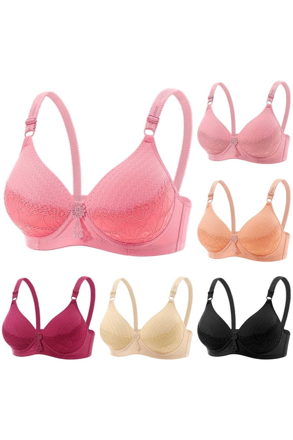 Women's Wireless Bras Spliced Back Hook Breathable Classic Casual Inner Wear