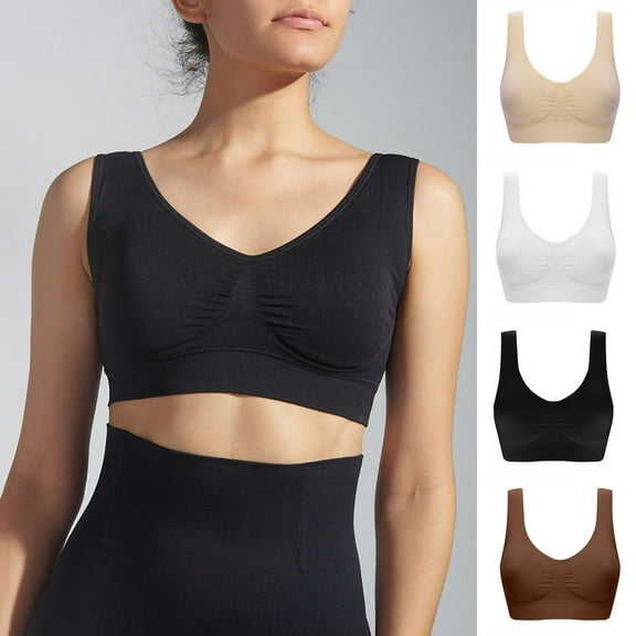 Swuxness Women's Wireless Bras, Women Seamless Sports Yoga Bra, Women's Comfortable Seamless Shaping Bra with Shock Absorption, Breathable Gathering for Daily Wear Black, 38/85C