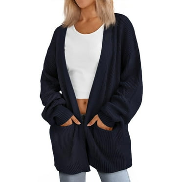Sxaura Brown Trendy Long Cardigans for Women Long Long Sleeve Lightweight Cardigan Sweaters Knit Open Front Sweater Coat with Pockets