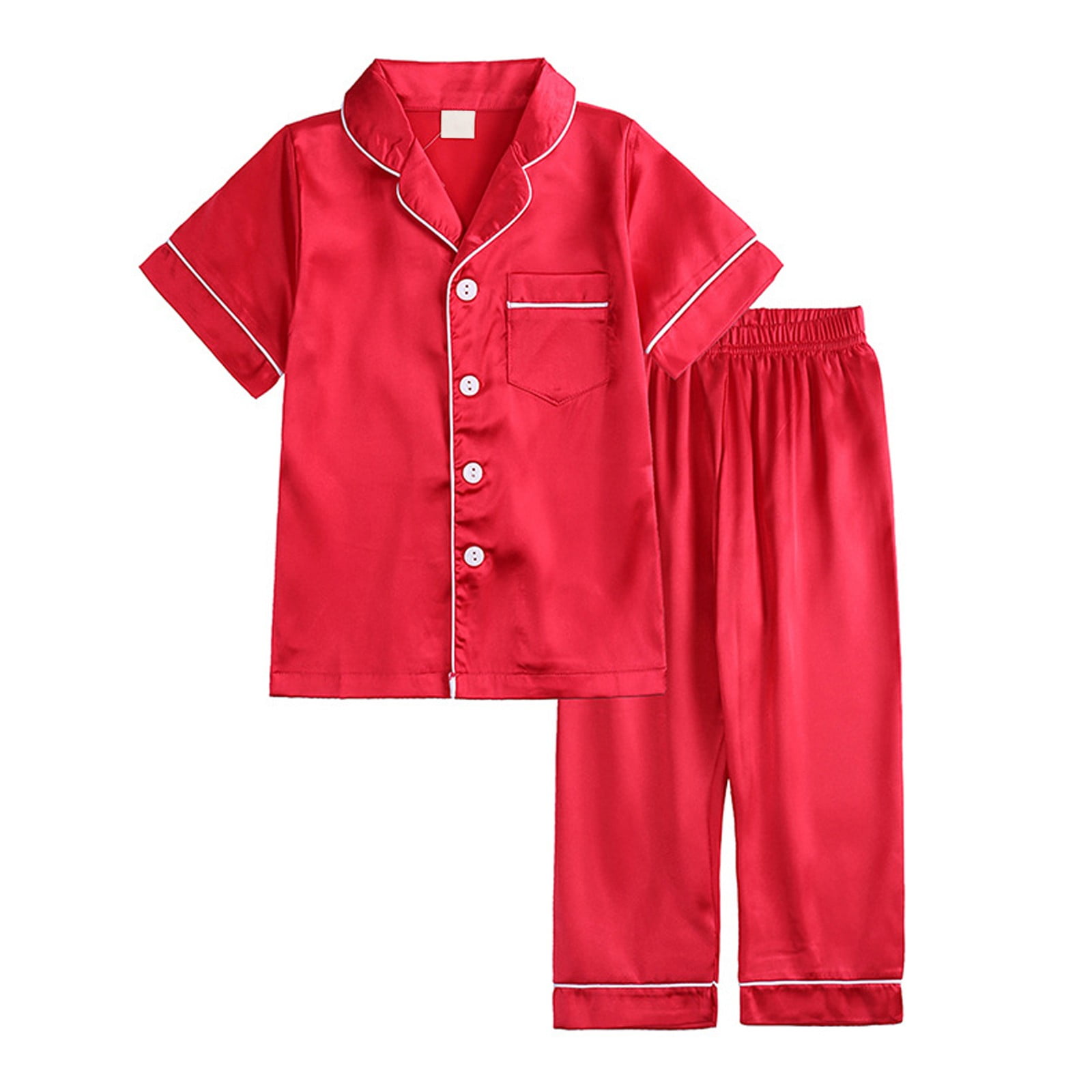 Sxaura Red Pajama Sets for Little Girl Summer Cute 2025 Short Sleeve ...