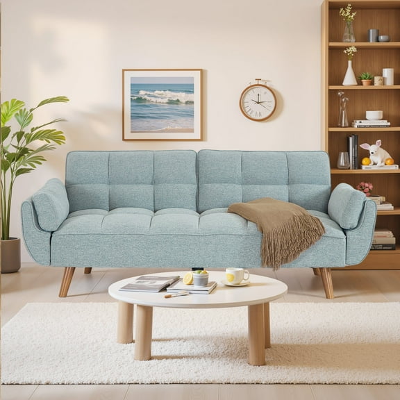 Sxbhfuj Comfortable Futon Sofa Bed with Adjustable Backrests & Armrests, Modern Convertible Couch Sofa for Small Spaces, Living Room, Corduroy Futon Sofa Bed, Gray