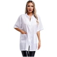 thumbnail image 1 of Sxiwei Adult Salon Client Smock Waterproof Short Sleeve Front Zipper Barber Jacket Gown Robe White XL, 1 of 5