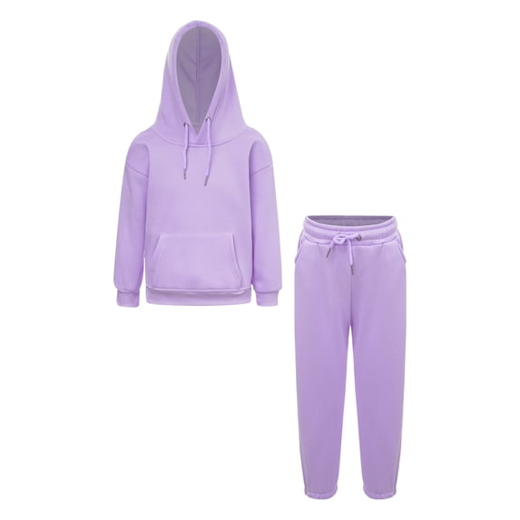 Sxiwei Boys Girls Athletic Sweatsuits 2Pcs Jogger Outfits Set Kids Clothes Set Pullover Tracksuit Light Purple 150