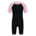 thumbnail image 1 of Sxiwei Boys Girls One Piece Shorty Wetsuit Swimsuit Swimwear UPF 50+ Sun Protection Bathing Suit Rash Guard Pink&Black 14, 1 of 3