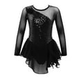 thumbnail image 1 of Sxiwei Girls Sequins Figure Ice Skating Tutu Dress Long Sleeved Dance Costumes Skirted Ballet Leotard Black 8, 1 of 5