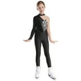 thumbnail image 1 of Sxiwei Ice Skating Training Bodysuit for Girls Gymnastic Jumpsuit Metallic Patchwork Figure Ice Black 8, 1 of 7