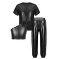 thumbnail image 1 of Sxiwei Kids 3 Pcs Dance Costume Outfits Shiny Metallic Jazz Modern Dance Stage Performance Dancewear Black 10, 1 of 6