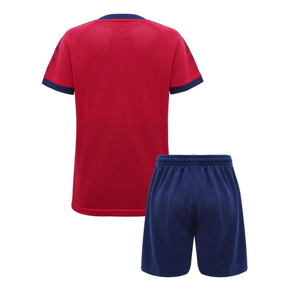 Sxiwei Kids Boys Girls Soccer Jerseys Sports Team Training Uniform Short Sleeve T-shirt with Elastic Red S