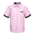 thumbnail image 1 of Sxiwei Kids Boys Short Sleeve Button Down Shirt Lapel Collar Oxford Dress Shirt School Uniform Shirt Casual Tops Daily Wear Pink 130, 1 of 7
