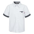 thumbnail image 1 of Sxiwei Kids Boys Short Sleeve Button Down Shirt Lapel Collar Oxford Dress Shirt School Uniform Shirt Casual Tops Daily Wear White 120, 1 of 7