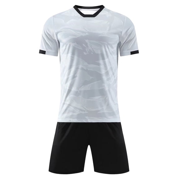 Sxiwei Kids Boys Soccer Uniforms Quick Dry Athletic Jersey Shirt with Shorts Set 2 Piece Tracksuit White Type A XXS