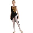 thumbnail image 1 of Sxiwei Kids Girls Ballet Contemporary Lyrical Dance Dress Sequin Sleeveless Asymmetric Leotard Black 14, 1 of 7