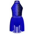 thumbnail image 1 of Sxiwei Kids Girls Ballet Dance Leotard Dress Halter Neck Shiny Rhinestone Lyrical Modren Dance Ice Blue 10, 1 of 7