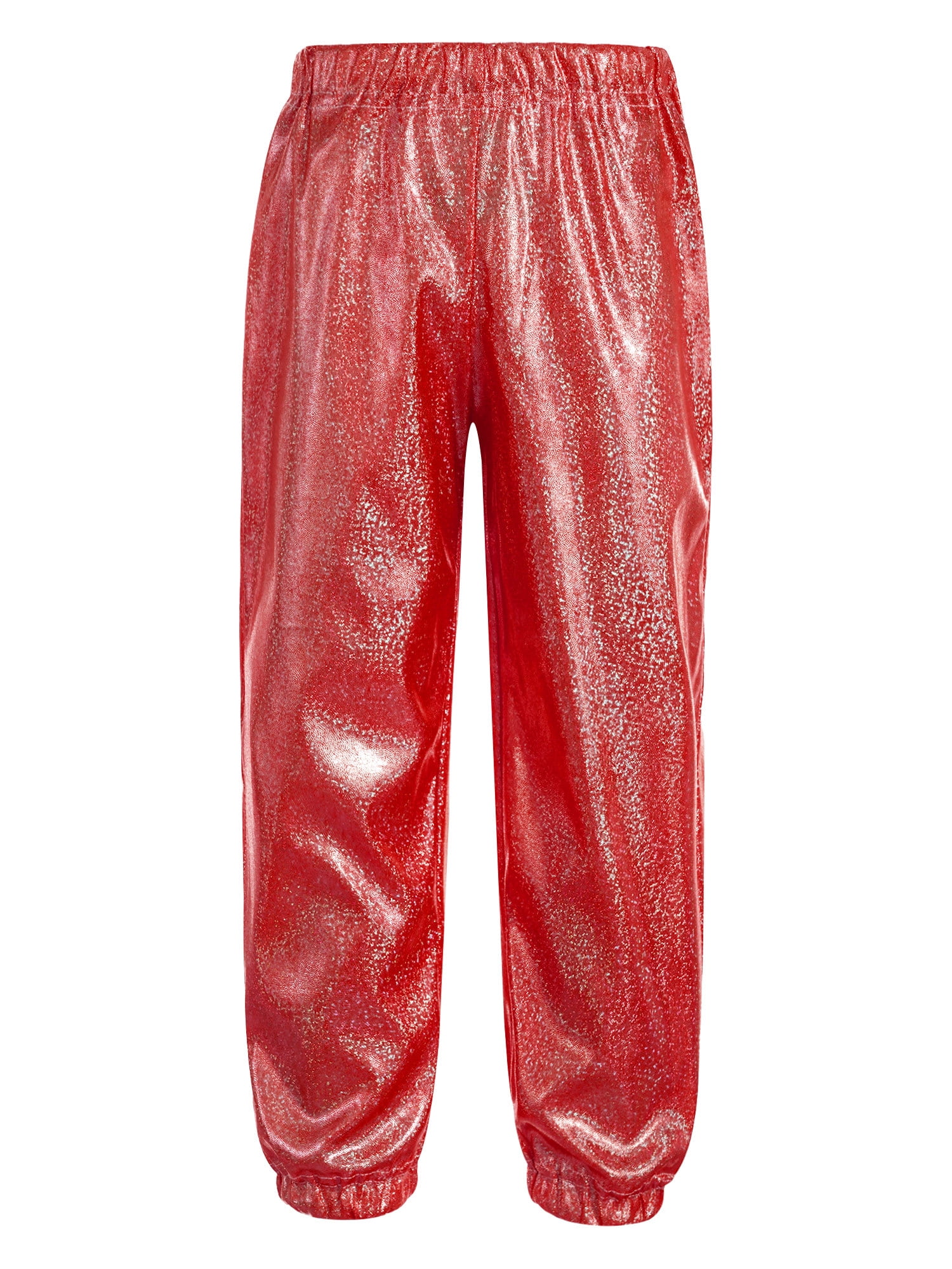 Sxiwei Kids Girls Glitter Metallic Pants Shiny Dance Pants Jazz Hip Hop
