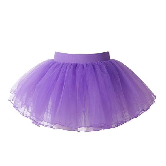 Sxiwei Kids Girls Mesh Tutu Skirt Layered Tulle Skirt Ballet Dance Costume Birthday Party Dress Up Purple L