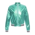 thumbnail image 1 of Sxiwei Kids Girls Zipper Closure Varsity Style Coat Long Sleeves Bomber Jacket Outerwear 6-16 Years Blue Green 16, 1 of 8