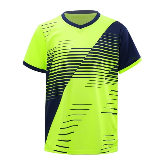 Sxiwei Kids Sport Athletic Shirts Short Sleeve Soccer Jersey Football Running Training Top T-shirts A Fluorescent Green L