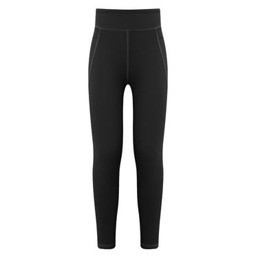 Sxiwei Kids Yoga Dance Pants Sport Athletic Leggings Girls Stretchy Jogging Sweatpants with Pockets Black 130