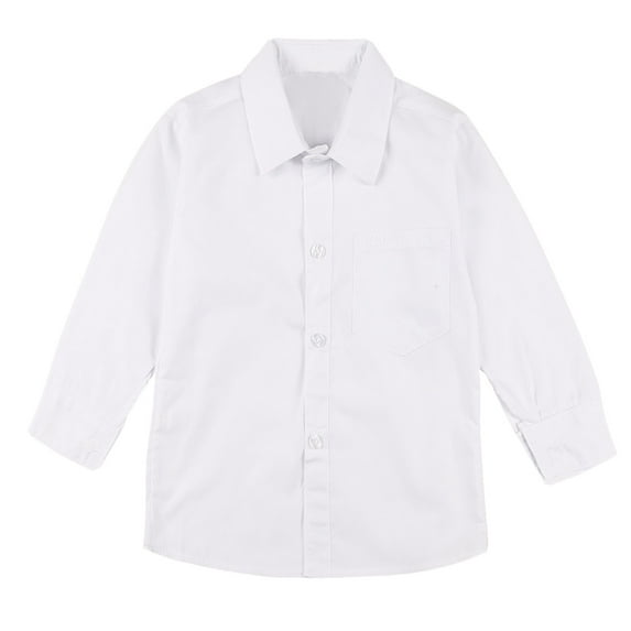 Sxiwei Little Kids Boys Teens Classic Formal White Dress Shirt Long Sleeve Button Down Uniform Oxford White 19/160