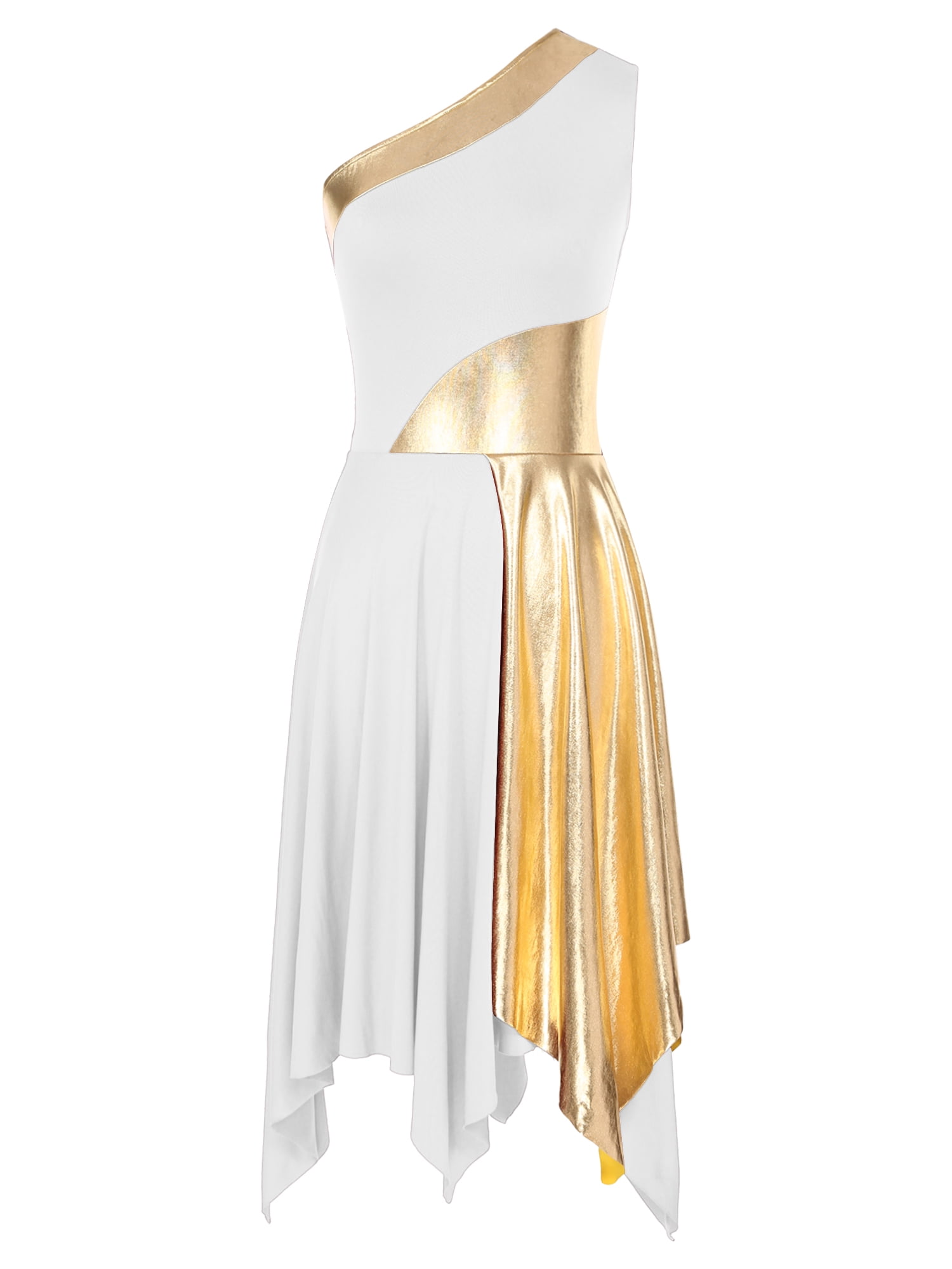 Spirit Gold One-Shoulder Dress Costume Shop the Fortuna One Shoulder Split Maxi Dress Black/Gold main image 4