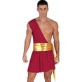 thumbnail image 1 of Sxiwei Men Egyptian Tunic Tago Costume One Shoulder Cosplay Skirt Kilt Knight Warrior Suit Greek Burgundy M, 1 of 7