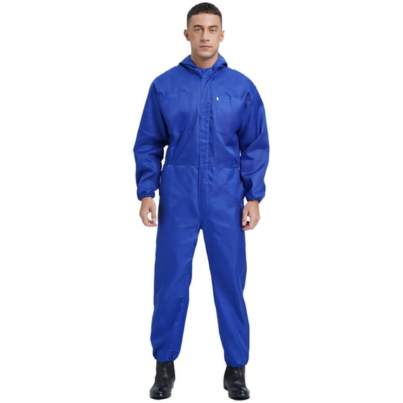 Sxiwei Men's Coveralls Workwear Front Zipper Jumpsuits One Piece Bodysuits Blue M/165