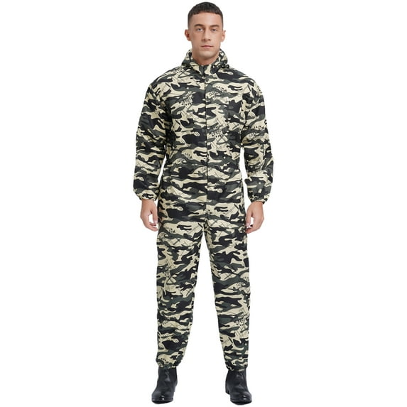 Sxiwei Men's Coveralls Workwear Front Zipper Jumpsuits One Piece Bodysuits Camouflage XL/175