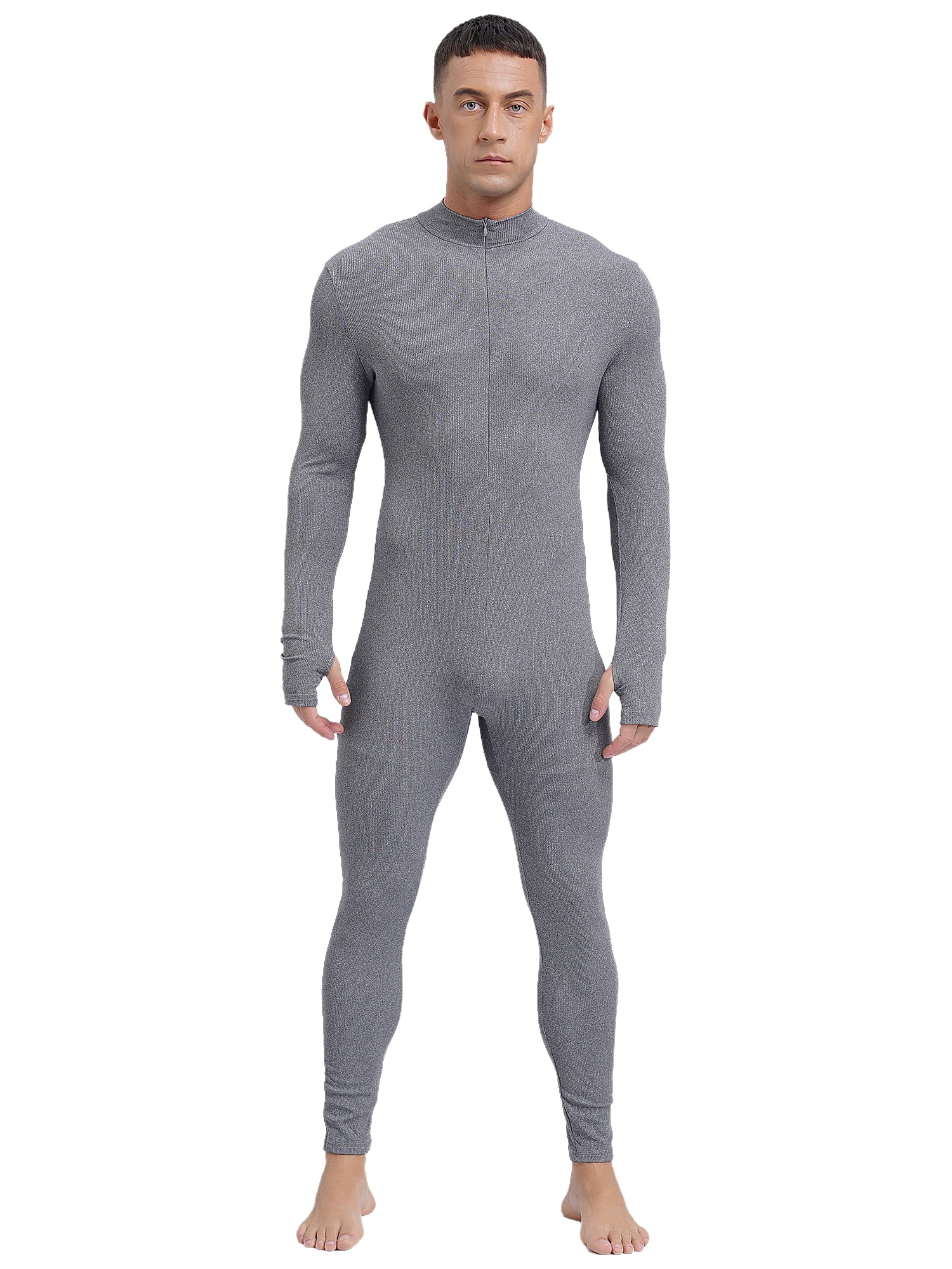 Sxiwei Men's Long Sleeve Full Body Unitard Leotard Bodysuit Athletic ...