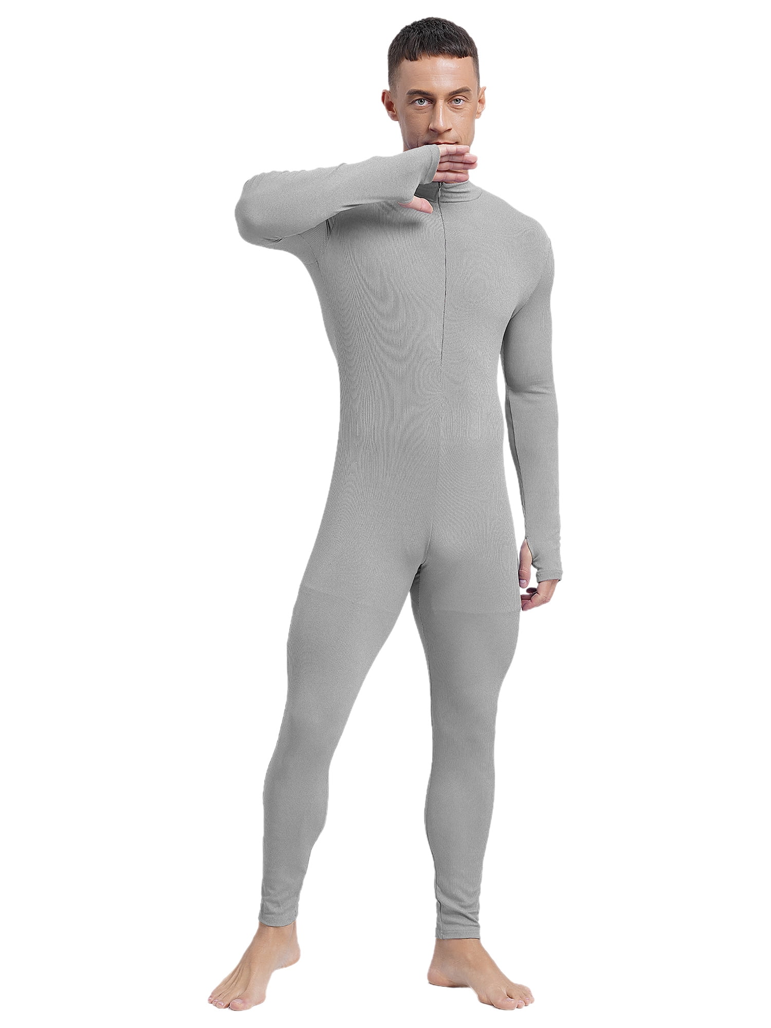 Sxiwei Men's Long Sleeve Full Body Unitard Leotard Bodysuit Athletic ...