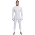 thumbnail image 1 of Sxiwei Men's Long Sleeve Full Body Unitard Leotard Bodysuit Athletic Jumpsuit Front Zipper Rompers White XXL, 1 of 7