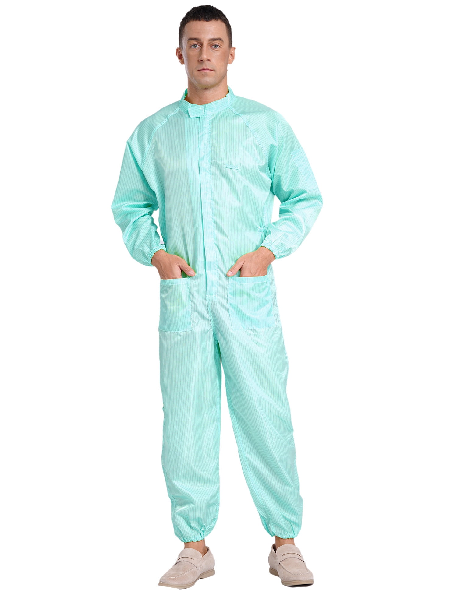 Sxiwei Men's Protective Coverall with Elastic Cuffs Front Zip Long ...