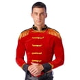 thumbnail image 1 of Sxiwei Men's Ring Leader Costume Tassel Epaulet Jacket Steampunk Military Drummer Coat for halloween Red M, 1 of 6