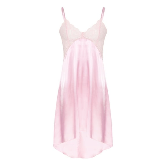 Sxiwei Men's Sleep Dress Adjustable Spaghetti Straps Camisole Pajamas Pink L