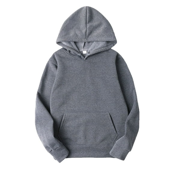 Sxiwei Men's Sweatshirt Fleece Hoodie Fleece Hooded Sweatshirt Solid Color Plush Fleece Pullover Dark Gray S