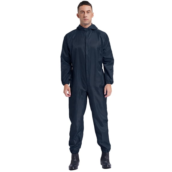 Sxiwei Mens One Piece Work Coveralls Mechanics Jumpsuits Long Sleeves Front Zipper Body Suits Navy Blue M