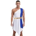 thumbnail image 1 of Sxiwei Mens Roman Greek Cosplay Costume Halloween Party Sleeveless Toga Dress Robe with Headwear Blue M, 1 of 7