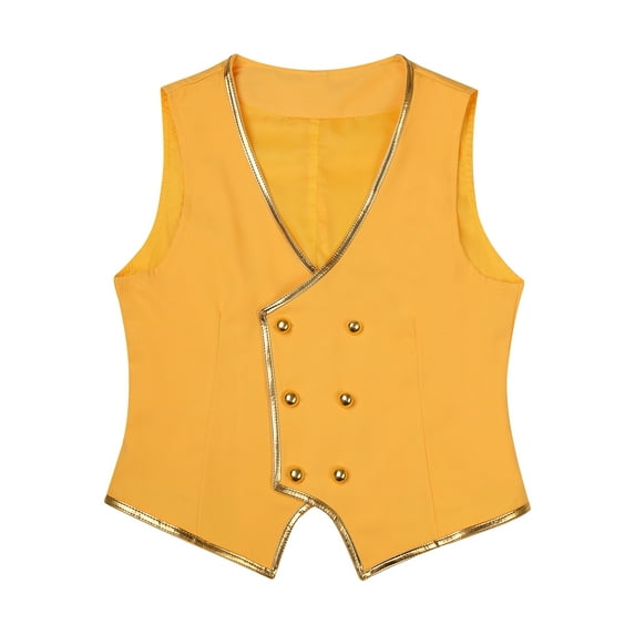 Sxiwei Mens Sleeveless Suit Vest Tuxedo Jacket Victorian Steampunk Gothic Waistcoat Halloween Yellow L