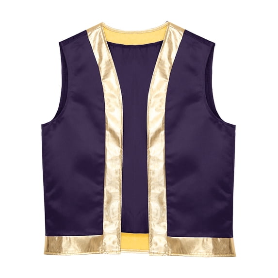 Sxiwei Mens Toad Costume Open Front Waistcoat Vest Arabian Prince Costume Halloween Fancy Dress Purple S