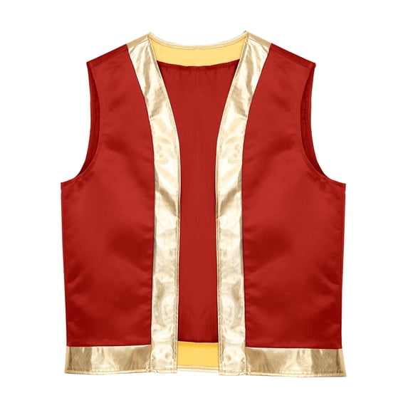 Sxiwei Mens Toad Costume Open Front Waistcoat Vest Arabian Prince Costume Halloween Fancy Dress Red XL