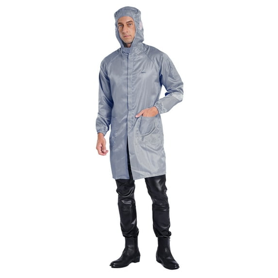 Sxiwei Unisex Mens Womens Long Sleeve Hooded Workshop Uniforms Anti-static Medical Lab Coats Workwear Gray L
