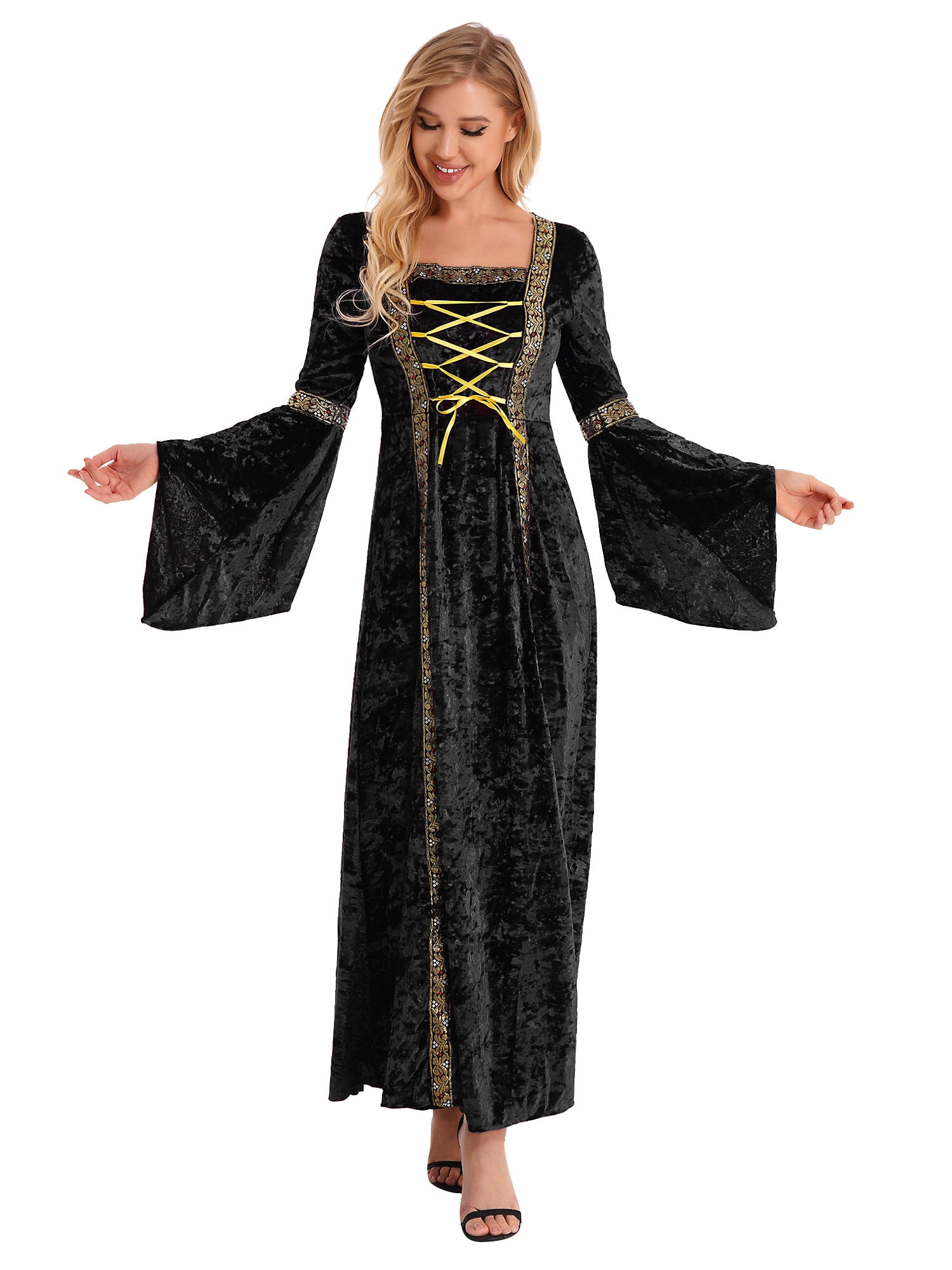 Sheath/Column Medieval Vintage Long Sleeves Lace Ankle-Length Dresses