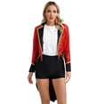 thumbnail image 1 of Sxiwei Women's Circus Ringleader Costume Notch Lapel Long Sleeve Open Front Tailcoat Tuxedo Cosplay Red L, 1 of 7