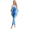 thumbnail image 1 of Sxiwei Women's Fish Scale Print Jumpsuit Mermaid Costume Long Sleeve Back Zipper Bodysuit Unitard Dark Blue L, 1 of 7