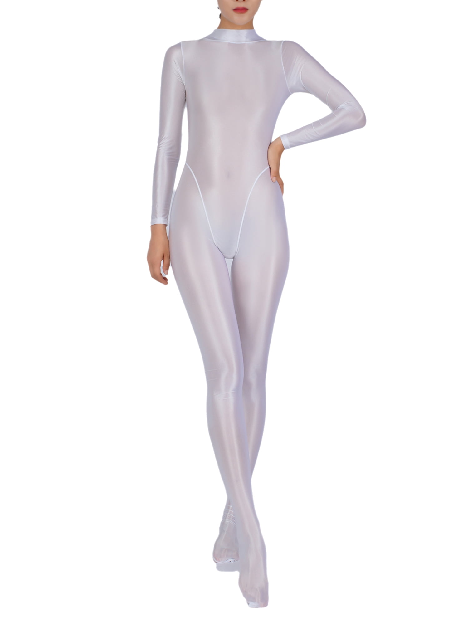 White Rose Lace Gloved Bodystocking with Mock Turtleneck