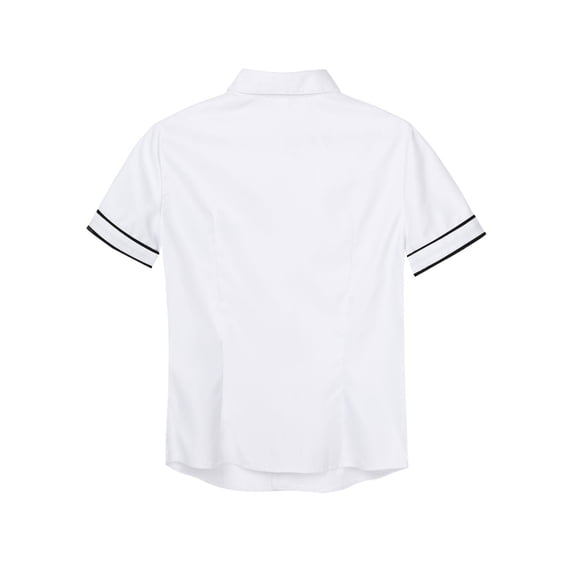 Sxiwei Women's Japanese Anime Schoolgirl Uniform Blouse Turn-down Collar Short Sleeve Shirts Top Black XL