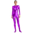 thumbnail image 1 of Sxiwei Women's One-Piece Gymnastics Leotard Spandex Zentai Unitard Body Suit Dancewear Jumpsuit Purple S, 1 of 6