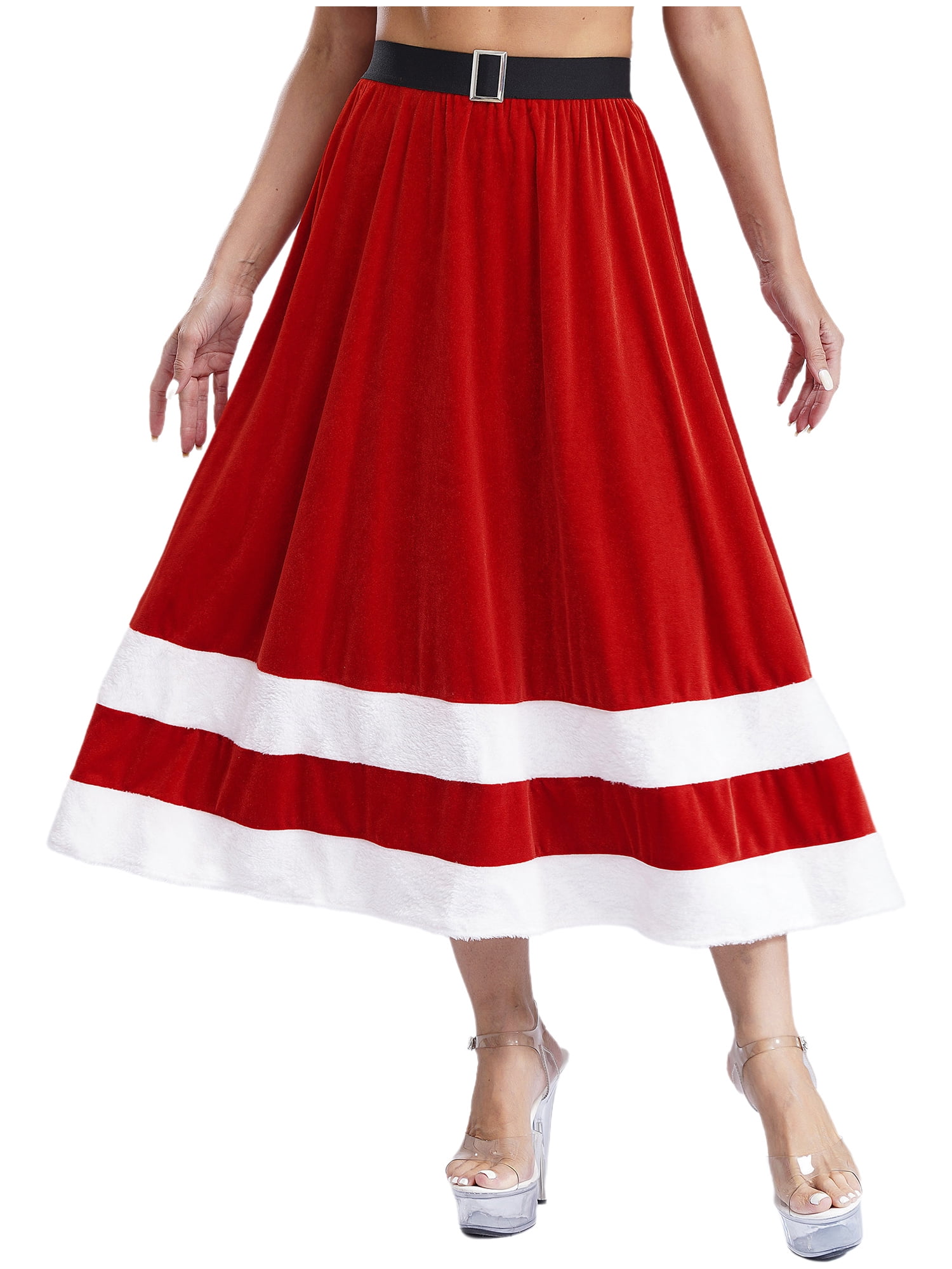 Sxiwei Women's Red Velvet Skirts for Christmas Mrs Santa Claus - Main Image