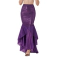 thumbnail image 1 of Sxiwei Women's Sequins Mermaid Costume Halloween Party Cosplay Tail Maxi Skirts with Mesh Panel Purple S, 1 of 6