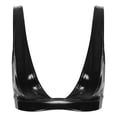 thumbnail image 1 of Sxiwei Women's Wet Look Pu Leather Bra Top Plunging Tank Crop Top Vest Bustier Rave Dance Bra Black XXL, 1 of 7